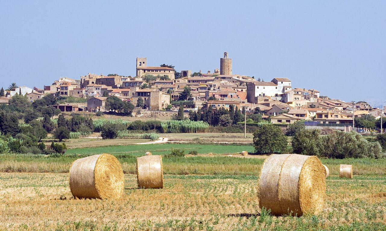 The medieval village of Pals overlooking the Catalan countryside